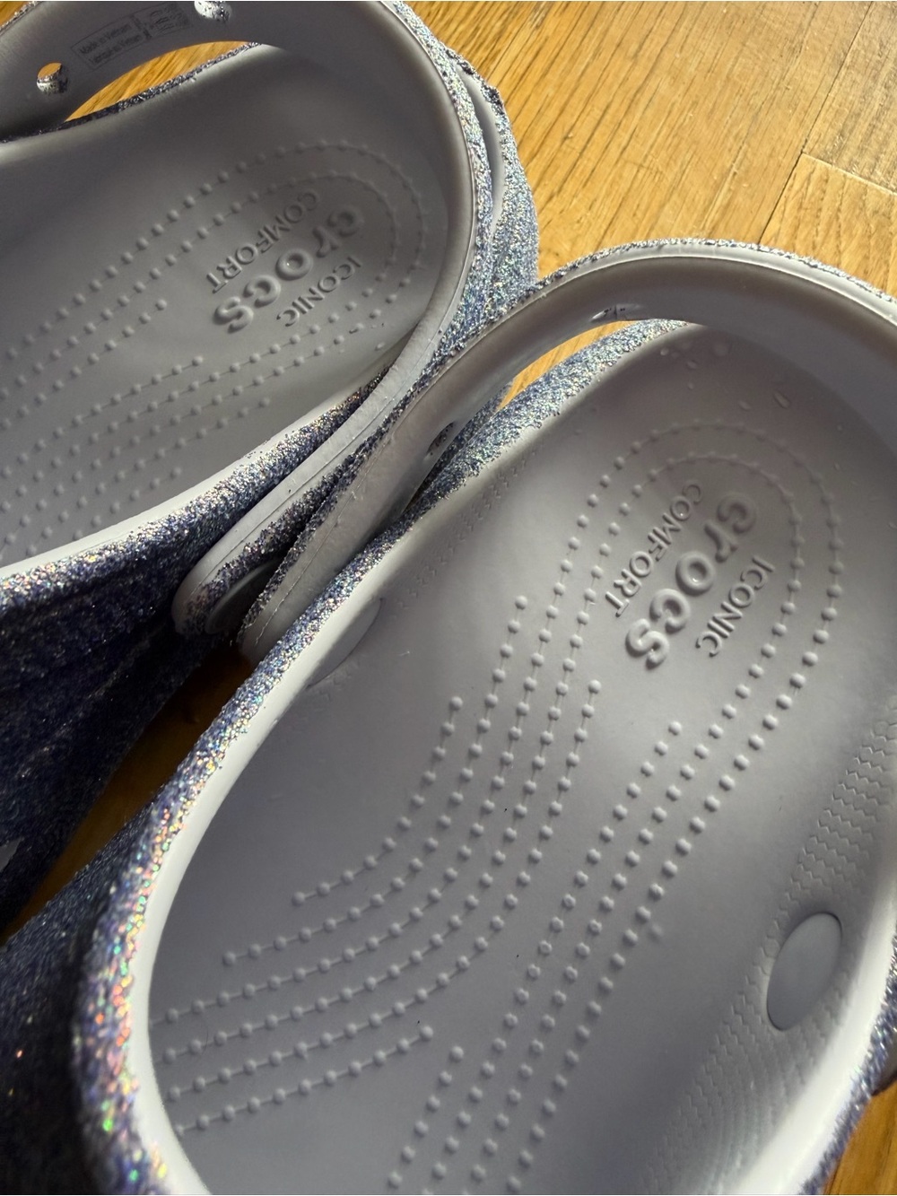 Crocs Size 7W Purple Glitter Sparkle - Picture 11 of 12
